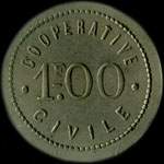 Jeton de 1 franc mis par la Cooprative Civile La Solidarit  Roanne (42300 - Loire) - revers