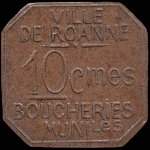 Jeton de 10 centimes mis par la Ville de Roanne - Boucheries Municipales (42300 - Loire) - avers