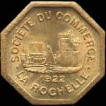 Jeton de 25 centimes 1922 (pice d'essai en laiton) mis par la Socit du Commerce de La Rochelle (17000 - Charente-Maritime) - avers