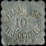 Jeton de 10 centimes (type 2 de revers - triangle vers le haut, trait sous c en bas du 0) avec contremarque TLR mis par les Tramways de la Rochelle (17000 - Charente-Maritime) - avers