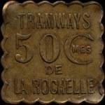 Jeton de 50 centimes avec contremarque TLR mis par les Tramways de la Rochelle (17000 - Charente-Maritime) - avers