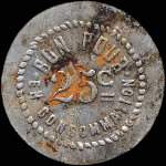 Jeton de 25 centimes mis par le Caf Rolland  Sail-sous-Couzan (42890 - Loire) - revers