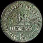 Jeton de 5 centimes des Fonderies Delille - Economat  Saint-Denis (93200 - Seine-Saint-Denis) - revers