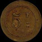 Jeton de 5 francs mis par M. Leroy & Fils  Saint-Denis (93200 - Seine-Saint-Denis) - revers
