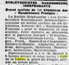D'aprs cet article du Mmorial de la Loire et de la Haute-Loire dat du 13 mai 1930, le Caf de la Loire se trouvait au 6, Place du Peuple  Saint-Etienne