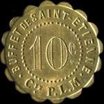 Jeton de nécessité de 10 centimes émis par le Buffet de Saint-Etienne - Cie P.L.M. à Saint-Etienne (42000 - Loire) - revers