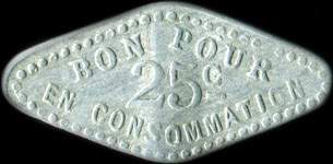 Jeton de ncessit de 25 centimes mis par le Caf du Cours - A. P  Saint-Etienne (42000 - Loire) - revers