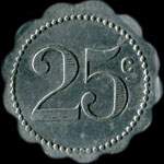 Jeton de nécessité de 25 centimes émis par Café Rizzi à Saint-Etienne (42000 - Loire) - revers