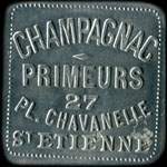 Jeton de nécessité de 2 francs émis par Champagnac - Primeurs - 27, Place Chavanelle à Saint-Etienne (42000 - Loire) - avers
