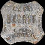 Jeton de nécessité de 15 centimes émis par Café Barret (hauteur 4,5 mm) à Saint-Etienne (42000 - Loire) - avers