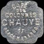 Jeton de nécessité de 15 centimes émis par le Café des Colonnes - Chauve à Saint-Etienne (42000 - Loire) - avers