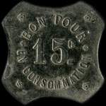 Jeton de ncessit de 15 centimes (sans grenetis) mis par Caf Lain  Saint-Etienne (42000 - Loire) - revers