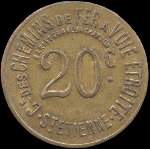 Jeton de nécessité de 20 centimes (Barlet Graveur Chambon) émis par Cie des Chemins de Fer à Voie Etroite - Saint-Etienne (42000 - Loire) - avers