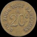 Jeton de nécessité de 20 centimes (Barlet Graveur Chambon) émis par Cie des Chemins de Fer à Voie Etroite - Saint-Etienne (42000 - Loire) - revers