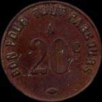 Jeton de nécessité de 20 centimes (bronze chiffres de 9 mm) émis par Cie des Chemins de Fer à Voie Etroite - Saint-Etienne (42000 - Loire) - revers