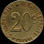 Jeton de nécessité de 20 centimes émis par Cie des Chemins de Fer à Voie Etroite - Saint-Etienne (42000 - Loire) - avers