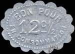 Jeton de nécessité de 12 1/2 centimes émis par Café de Raspail Bourgin à Saint-Etienne (42000 - Loire) - revers