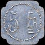 Jeton de nécessité de 5 francs émis par Maison de Commission J.B. Fanget à Saint-Etienne (42000 - Loire) - revers