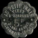 Jeton de 5 francs émis par Au Petit Paris à Saint-Germain-en-Laye (78100 - Yvelines) - revers