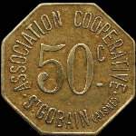 Jeton de 50 centimes mis par l'Association Cooprative de Saint-Gobain (02410 - Aisne) - revers