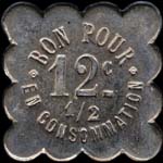 Jeton de 12 1/2 centimes émis par le Café de la Place Berger-Faure à Saint-Maurice-en-Gourgois (42240 - Loire) - revers