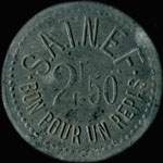 Jeton Bon pour un repas - 2,50 francs mis par S. A. T. N. E. F.  Saint-Quentin (02100 - Aisne) - avers