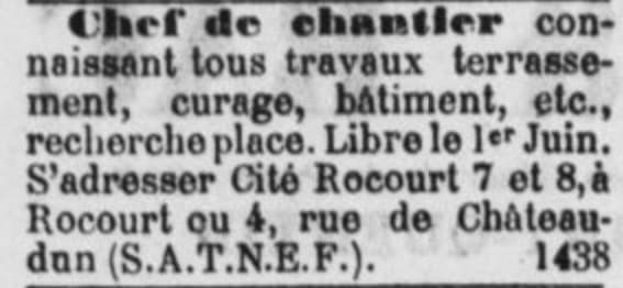 La S.A.T.N.E.F. - 4, Rue de Chteaudun  Saint-Quentin - est mentionne dans Le Grand Echo de l'Aisne de Mai 1921