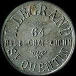 Jeton de 20 centimes mis par L. Legrand - 64, Rue de Chateaudun  Saint-Quentin (02100 - Aisne) - avers