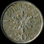 Jeton de 20 centimes mis par L. Legrand - 64, Rue de Chateaudun  Saint-Quentin (02100 - Aisne) - revers