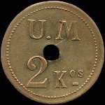 Jeton de 2 kg mis par l'Union Mutuelle - U. M. - St-Quentin (02100 - Aisne) - revers