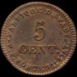 Jeton de 5 centimes mis par la Fabrique du Vast - P.F.Fontenillat au Vast (50630 - Manche) - avers