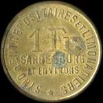 Jeton de ncessit de 1 franc mis par le Syndicat d'Entrepositaires et Limonadiers - Seyer Louis - Limonadier - Tel. 293  Sarrebourg (57400 - Moselle) - revers