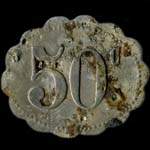 Jeton de 50 centimes émis par la Cantine M.Guilbot du 12e régiment de Chasseurs basé à Sedan - revers