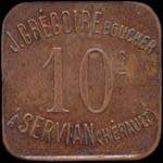 Jeton de 10 centimes mis par le Boucher J.Grgoire  Servian (34290 - Hrault) - avers