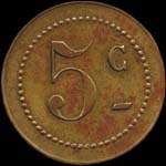 Jeton de 5 centimes en laiton mis par le Grand Caf de Servian  Servian (34290 - Hrault) - revers