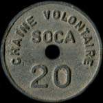 Jeton Chane Volontaire SOCA - 20 francs - Strasbourg (67000 - Bas-Rhin) - avers