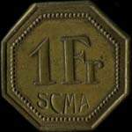 Jeton S.C.M.A. - Socit Cooprative Militaire Alsacienne - 1 franc type 2 - Strasbourg (67000 - Bas-Rhin) - avers