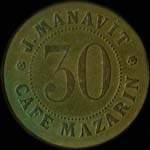 Jeton de 30 centimes mis par J.Manavit - Caf Mazarin  Tarbes (65000 - Hautes-Pyrnes) - revers