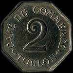 Jeton Café du Commerce - Le Génie de la Navigation - 2 francs - Toulon (83000 - Var) - revers