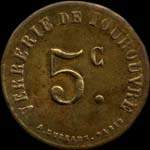 Jeton de 5 centimes émis par la Verrerie de Tourouvre (61190 - Orne) - avers