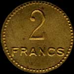 Jeton de 2 francs émis par La Frégate au Tréport (76470 - Seine-Maritime) - revers