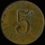 Jeton de 5 centimes en laiton type 2 avec barre du 5 incurve mis par la Socit Civile de Consommation de Trignac (44570 - Loire-Atlantique) - revers
