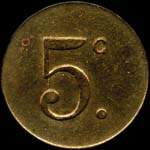 Jeton de 5 centimes en laiton type 1 avec barre du 5 droite mis par la Socit Civile de Consommation de Trignac (44570 - Loire-Atlantique) - revers