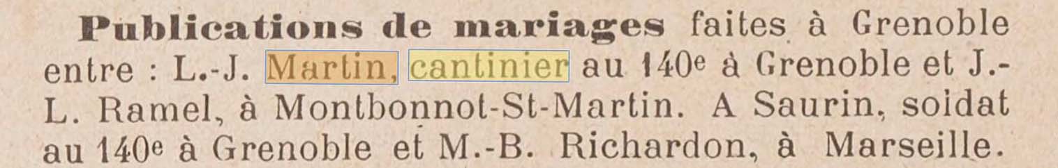 Une Cantine Martin  Grenoble, mentionne dans Le Dauphin du 15 mai 1904