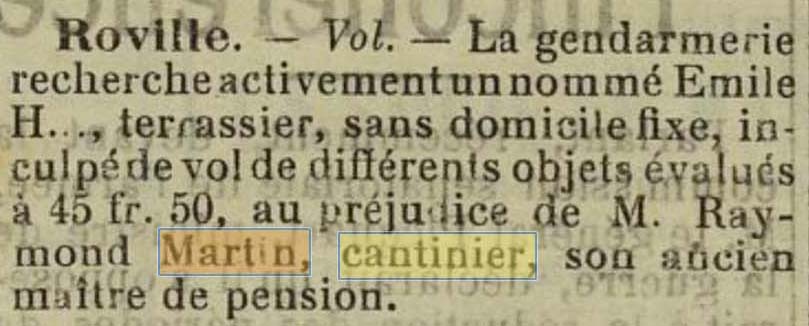 Une Cantine Martin  Roville, mentionne dans Le Mmorial des Vosges du 3 dcembre 1907