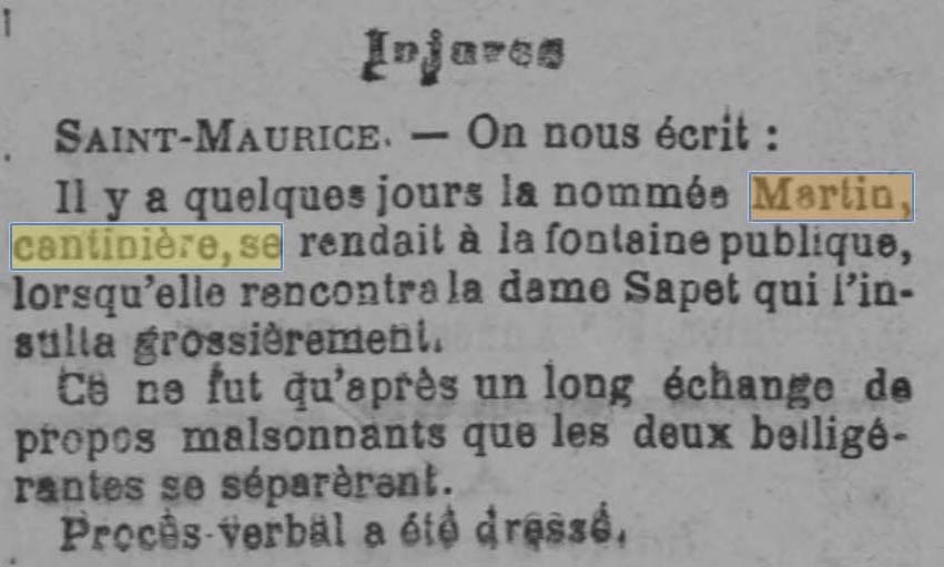 Une Cantine Martin  Saint-Maurice, mentionne dans Le Petit Champenois du 24 mai 1901