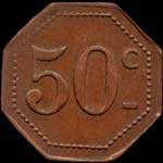 Jeton de 50 centimes en cuivre émis par S.H. - Ugine (Société d'Habitation des Aciéries Electriques) à Ugine (73400 - Savoie) - revers