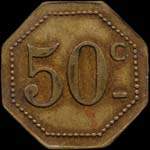 Jeton de 50 centimes en laiton émis par S.H. - Ugine (Société d'Habitation des Aciéries Electriques) à Ugine (73400 - Savoie) - revers