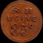 Jeton de 50 centimes en cuivre émis par S.H. - Ugine (Société d'Habitation des Aciéries Electriques) à Ugine (73400 - Savoie) - avers
