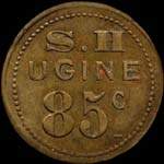 Jeton de 85 centimes en laiton émis par S.H. - Ugine (Société d'Habitation des Aciéries Electriques) à Ugine (73400 - Savoie) - avers